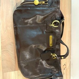 Brown leather coach purse